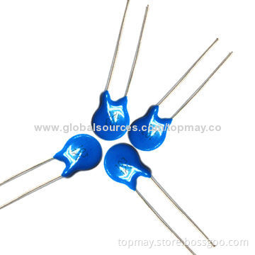 Ceramic Disc Capacitor with 50 to 500V DC Working Voltage and Low-remnant Inductance